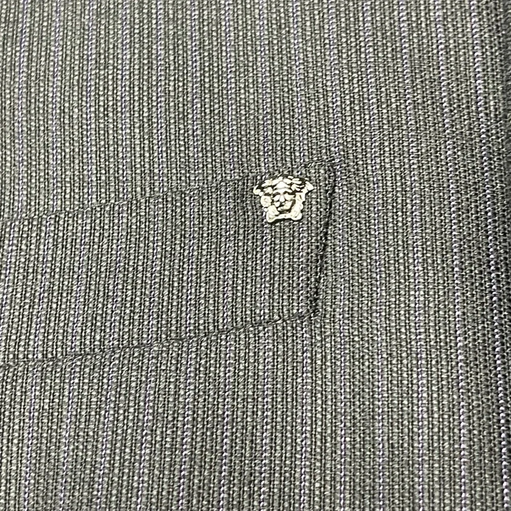 Gianni Versace Couture Mens Black Purple Pinstripe Wool Suit 42R W30xL30 - FLAW